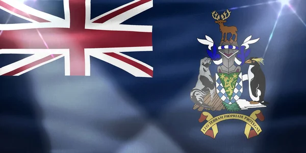 South Georgia South Sandwich Islands Flag Realistic Waving Fabric Flag — Stok Foto