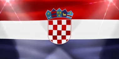 Hırvatistan bayrağı - gerçekçi kumaş bayrağı sallıyor