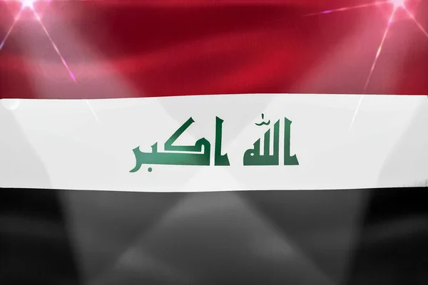 Irak Bayrağı Gerçekçi Kumaş Bayrağı Sallama — Stok fotoğraf