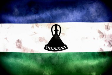 Lesotho bayrağı - gerçekçi kumaş bayrağı