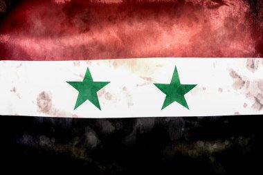 Suriye bayrağının 3 boyutlu resmi - gerçekçi kumaş bayrağı sallama.