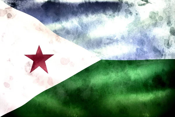 Flaga Dżibuti Realistyczna Flaga Tkaniny Machającej — Zdjęcie stockowe