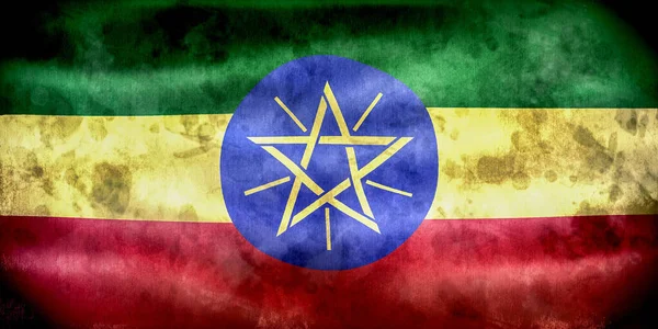 Äthiopiafahne Realistisch Schwenkende Stofffahne — Stockfoto