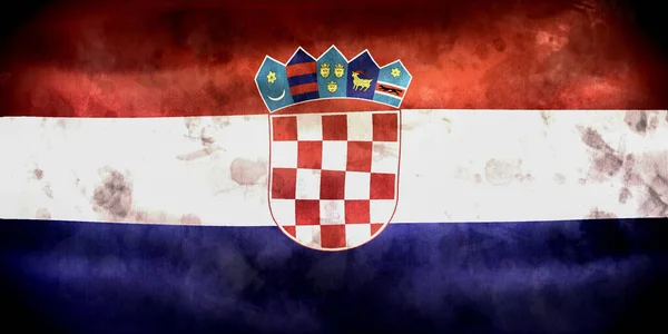 Bandera Croacia Bandera Tela Ondeante Realista — Foto de Stock