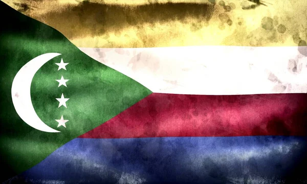 Flaga Komorów Realistyczna Flaga Tkaniny Falującej — Zdjęcie stockowe