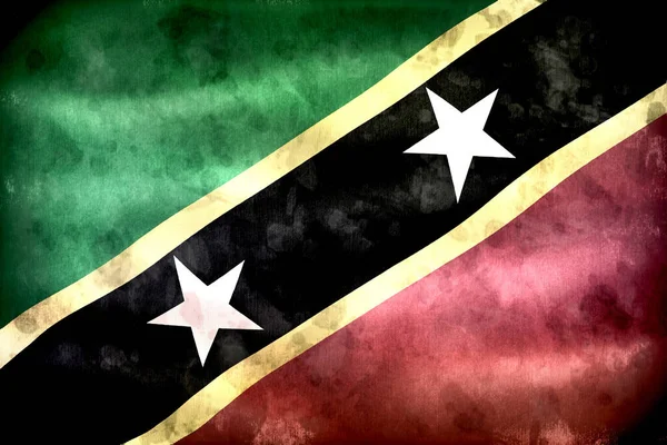 Saint Kitts Nevis Flag Realistic Waving Fabric Flag — Stock Photo, Image