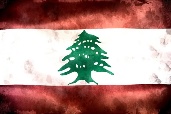 Libanon Flagga Realistisk Vinka Tyg Flagga — Stockfoto