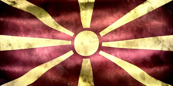 Bandera Macedonia Del Norte Bandera Tela Ondeante Realista — Foto de Stock