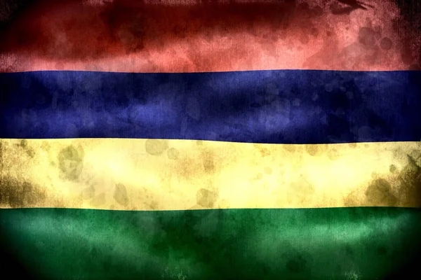 Flaga Mauritiusa Realistyczna Flaga Tkaniny Machającej — Zdjęcie stockowe