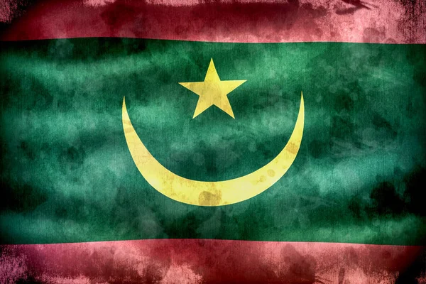 Bandeira Mauritânia Bandeira Tecido Ondulante Realista — Fotografia de Stock