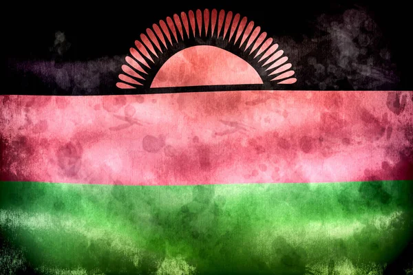 Malawi Flagge Realistisch Schwenkende Stofffahne — Stockfoto