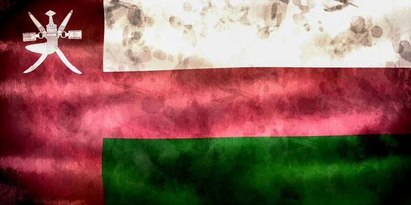 Oman Flagge Realistisch Schwenkende Stofffahne — Stockfoto