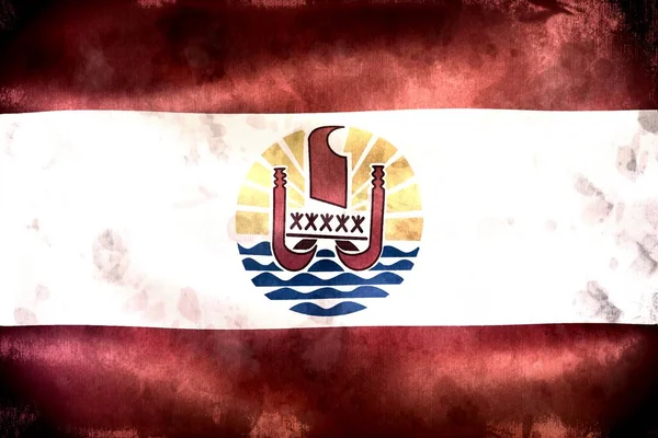 Bandiera Della Polinesia Francese Bandiera Tessuto Sventolante Realistica — Foto Stock