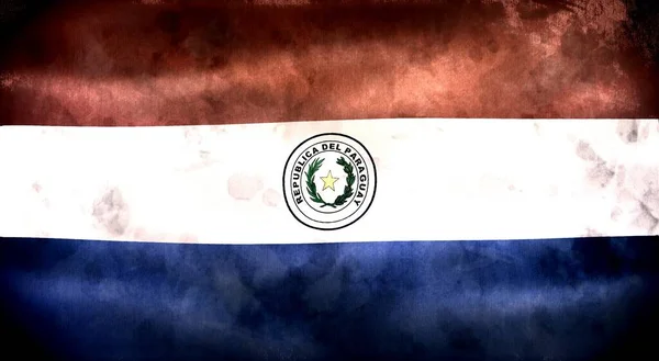 Paraguay Zászló Reális Hullámzó Szövet Zászló — Stock Fotó