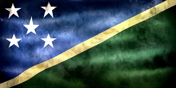 所罗门群岛国旗 现实的挥动面料国旗 — 图库照片