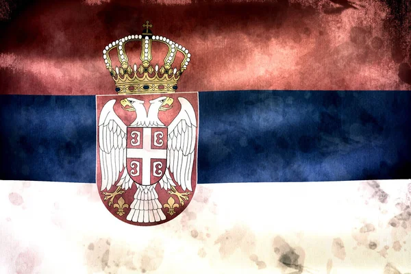Bandera Serbia Bandera Tela Ondeante Realista — Foto de Stock