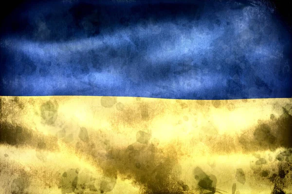 Illustration Ukraine Flag Realistic Waving Fabric Flag — Stock Photo, Image