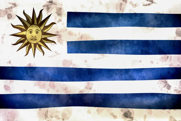 乌拉圭国旗的3D图解 现实的挥动面料国旗 — 图库照片