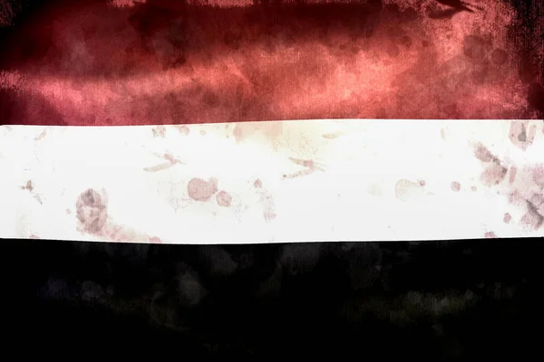 Illustration Jemen Flagga Realistisk Vinka Tyg Flagga — Stockfoto