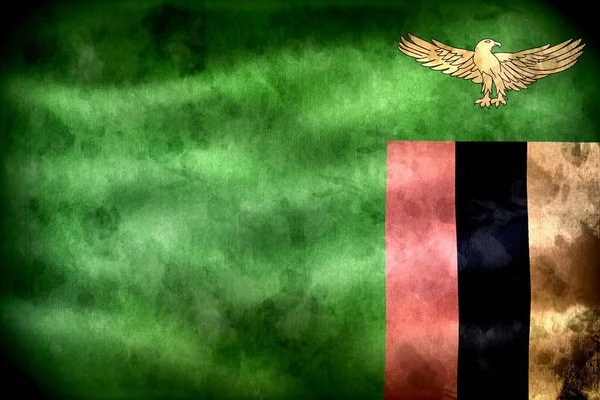 Illustration Zambia Flag Realistic Waving Fabric Flag — Stock Photo, Image