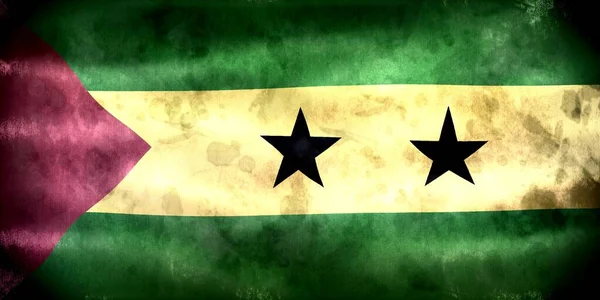 Illustrazione Una Bandiera Sao Tomé Principe Bandiera Tessuto Sventolante Realistica — Foto Stock