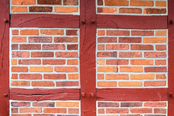 德国发现的古老的半木制砖墙质感优美 — 图库照片