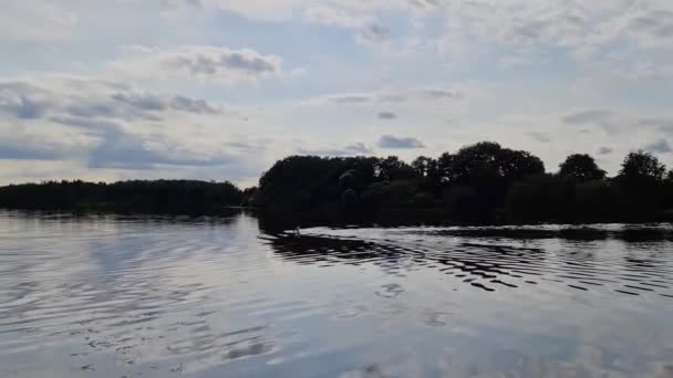 Swimmer Lake Afternoon Silhouette Lake Landscape Background — Stock Video