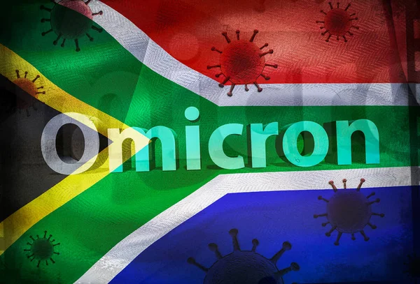 Illustration Sydafrikansk Flagga Med Koronavirus Vaiant 529 Omicron Den — Stockfoto