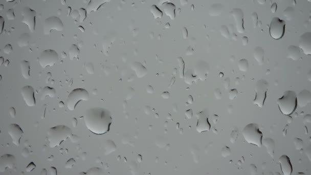 Time Lapse Rain Drops Running Window Close View — Stock Video