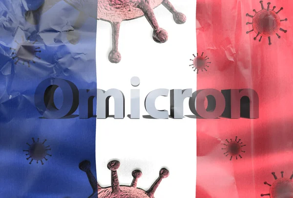 Ilustracja Wariantu Korony Omicron Fladze Francji — Zdjęcie stockowe