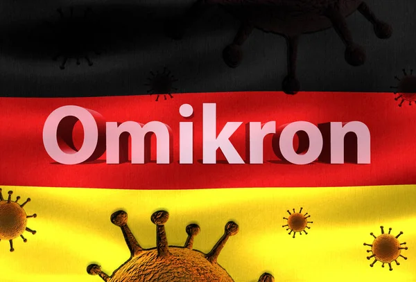 Иллюстрация Коронного Варианта Омикрона Флаге Германии — стоковое фото