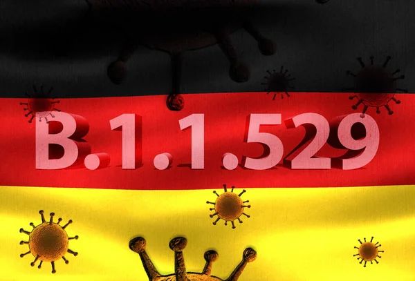 Ilustração Variante Coroa Omicron Uma Bandeira Alemanha — Fotografia de Stock