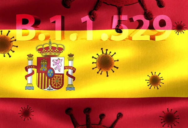 Иллюстрация Коронного Варианта Омикрона Флаге Испании — стоковое фото