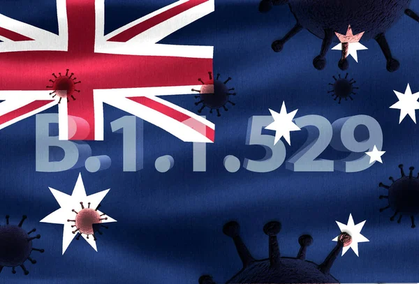Ilustrace Varianty Korony Omicron Australské Vlajce — Stock fotografie