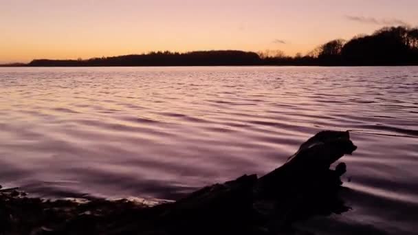 Romantic View Lake Sunset Reflective Water Surface — Video Stock