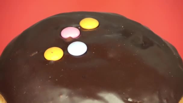 Loopable Close Spinning Berliner Chocolate Coating — Vídeo de Stock