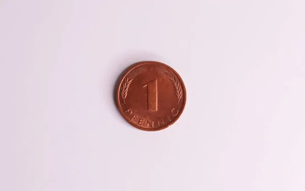 Egyszeri Pfennig Érme Már Nem Forgalomban Lévő Német Pénznemből Deutsche — Stock Fotó