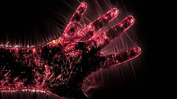 Illustrazione Una Mano Maschile Umana Incandescente Con Aura Kirliana Che — Foto Stock