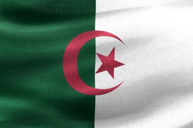 Cezayir bayrağı - gerçekçi kumaş bayrağı sallıyor