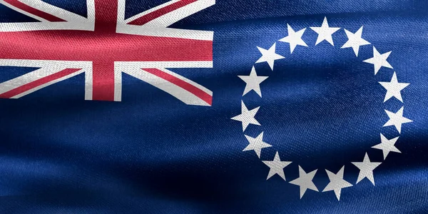 Vlajka Cookových Ostrovů Realistická Vlajka — Stock fotografie
