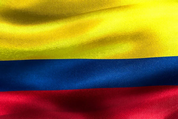 Flaga Kolumbii Realistyczna Flaga Falistej Tkaniny — Zdjęcie stockowe
