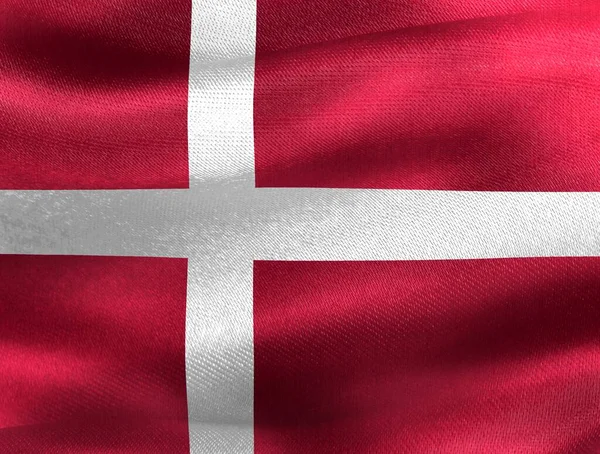 Danmark Flagga Realistisk Vinka Tyg Flagga — Stockfoto