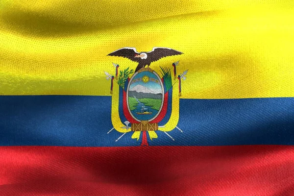 Flaga Ekwadoru Realistyczna Flaga Tkaniny Machającej — Zdjęcie stockowe