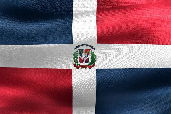 Dominikanische Republik Flagge Realistisch Schwenkende Stofffahne — Stockfoto