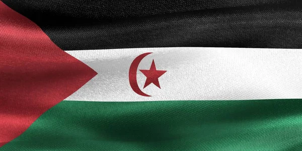 Flaga Sahary Zachodniej Realistyczna Flaga Tkaniny Machającej — Zdjęcie stockowe