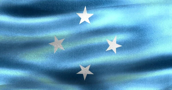 Mikronesien Flagga Realistisk Vinka Tyg Flagga — Stockfoto