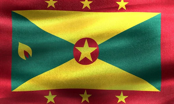 Grenada Flag Realistic Waving Fabric Flag — Stock Photo, Image
