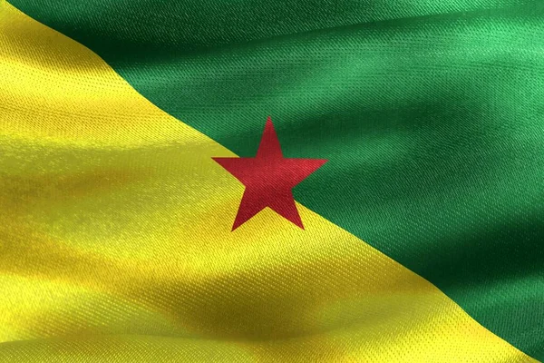 Francia Guyana Zászló Reális Hullámzó Szövet Zászló — Stock Fotó