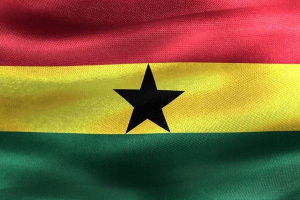 Ghana Flagge Realistisch Schwenkende Stofffahne — Stockfoto