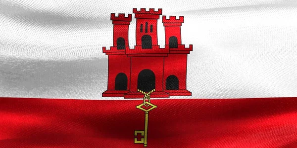 Gibraltar Vlag Realistische Zwaaiende Stof Vlag — Stockfoto